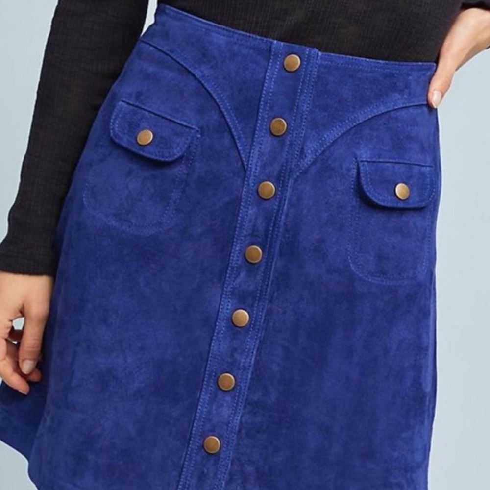 Anthropologie Suede Button-Front Women's Skirt